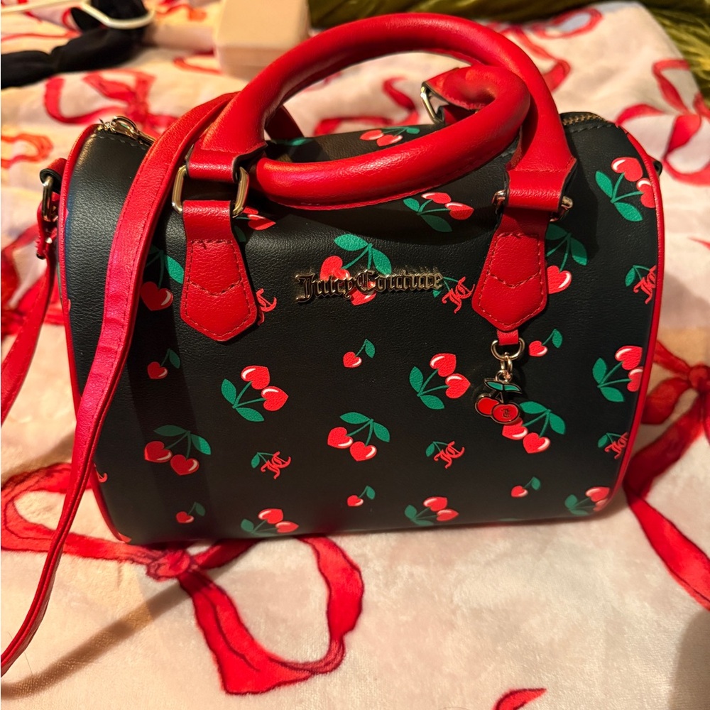 Juicy Couture Black and Red Cherry Satchel